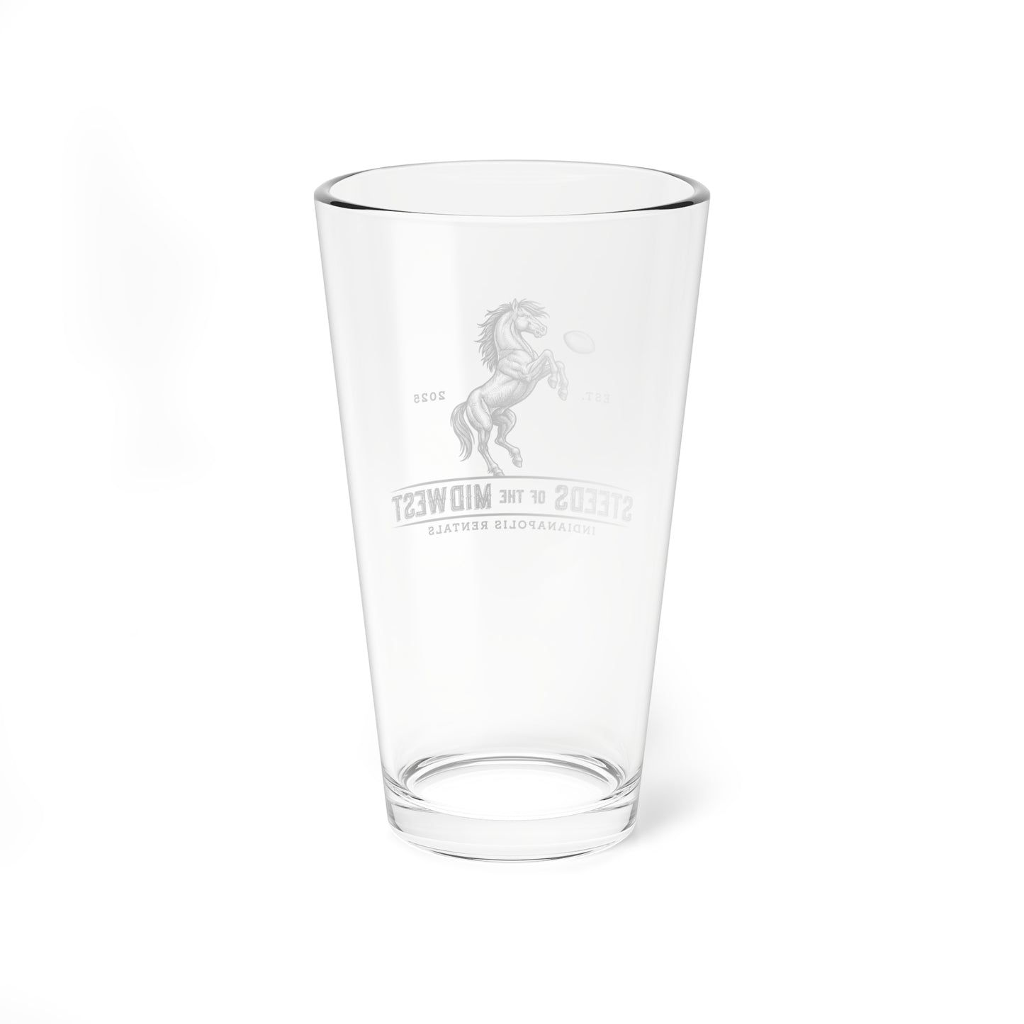 Steeds of the Midwest Mixing Glass - 16oz Perfect for Cocktails, Beer, Gifts for Horse Lovers, Home Bar Decor, Unique Drinking Glass