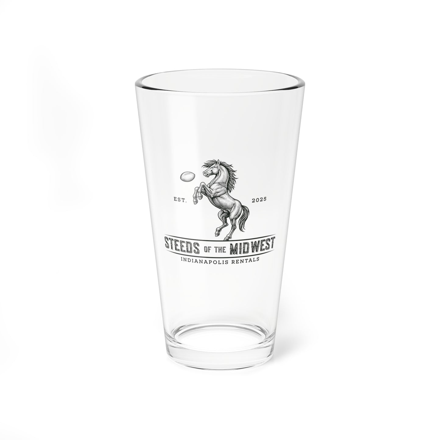 Steeds of the Midwest Mixing Glass - 16oz Perfect for Cocktails, Beer, Gifts for Horse Lovers, Home Bar Decor, Unique Drinking Glass