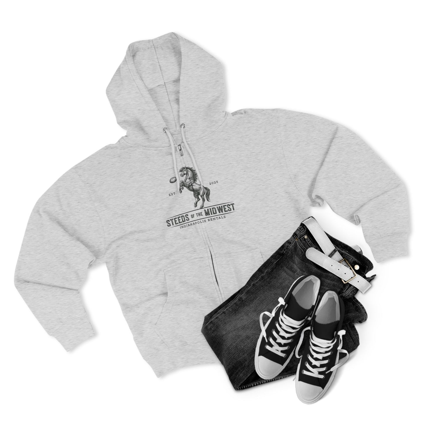 Vintage Steeds of the Midwest Unisex Zip Hoodie, Casual Wear, Gift for Horse Lovers, Fall Fashion, Warm Layer