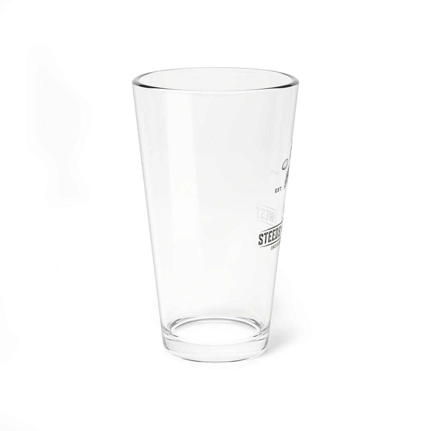 Steeds of the Midwest Mixing Glass - 16oz Perfect for Cocktails, Beer, Gifts for Horse Lovers, Home Bar Decor, Unique Drinking Glass
