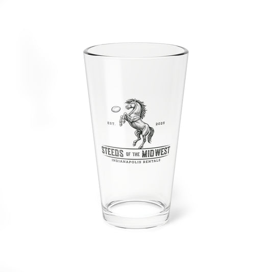 Steeds of the Midwest Mixing Glass - 16oz Perfect for Cocktails, Beer, Gifts for Horse Lovers, Home Bar Decor, Unique Drinking Glass